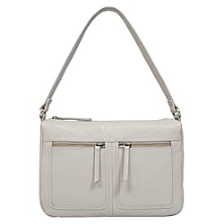 Genuine Leather Tote Bag - Ice Grey