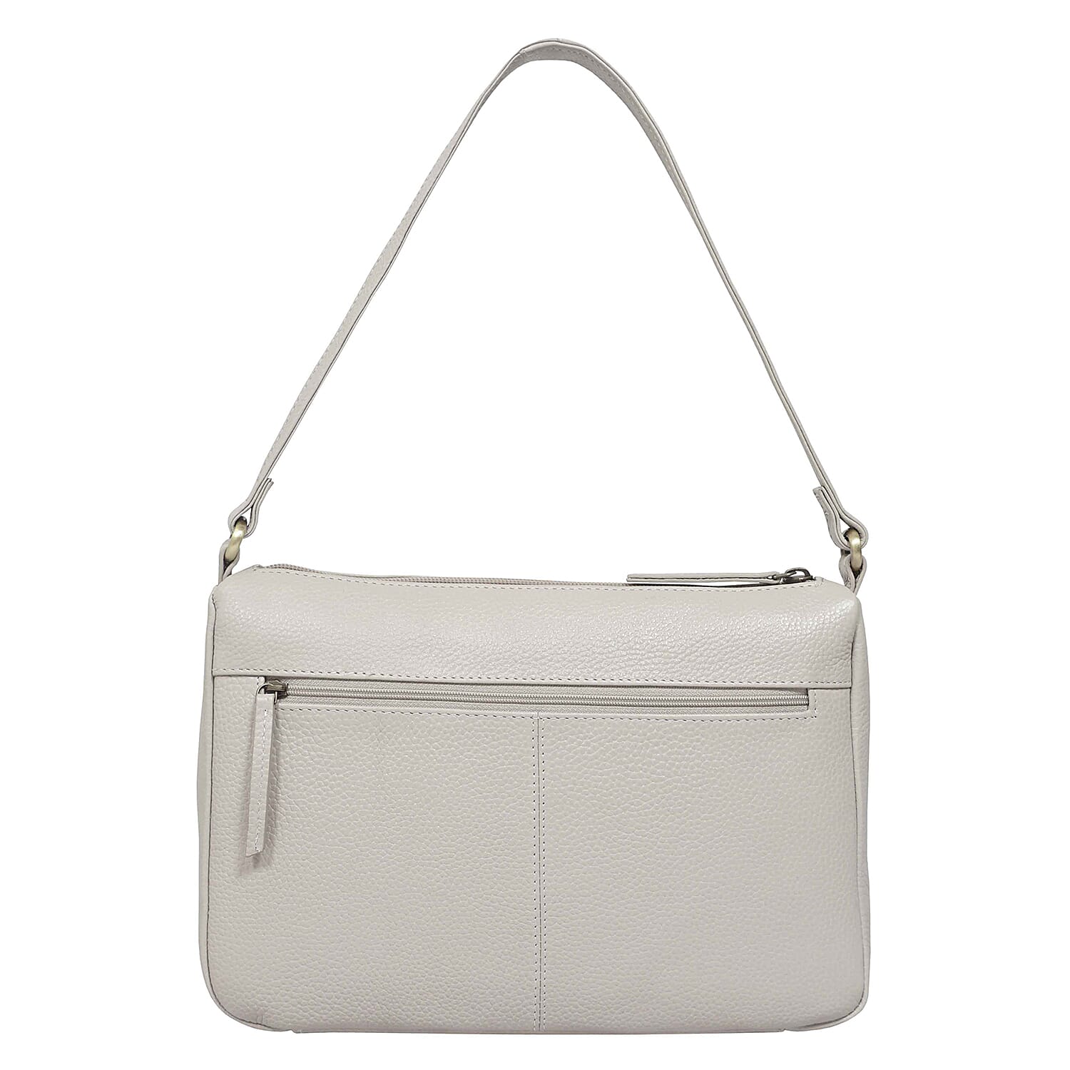 Assots London - Genuine Leather Mardi Ice Grey Pebble Grain Tote Bag