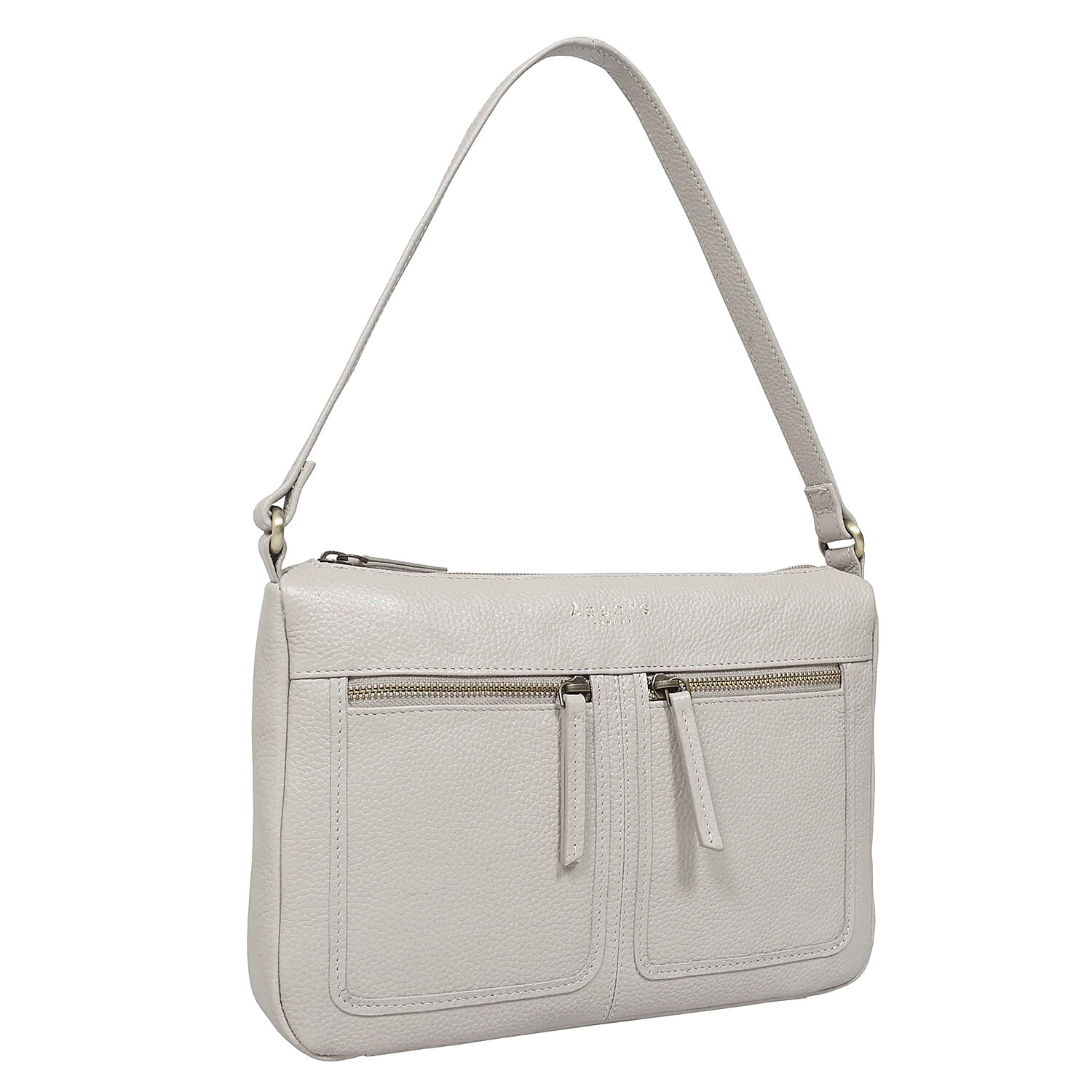 Assots London - Genuine Leather Mardi Ice Grey Pebble Grain Tote Bag