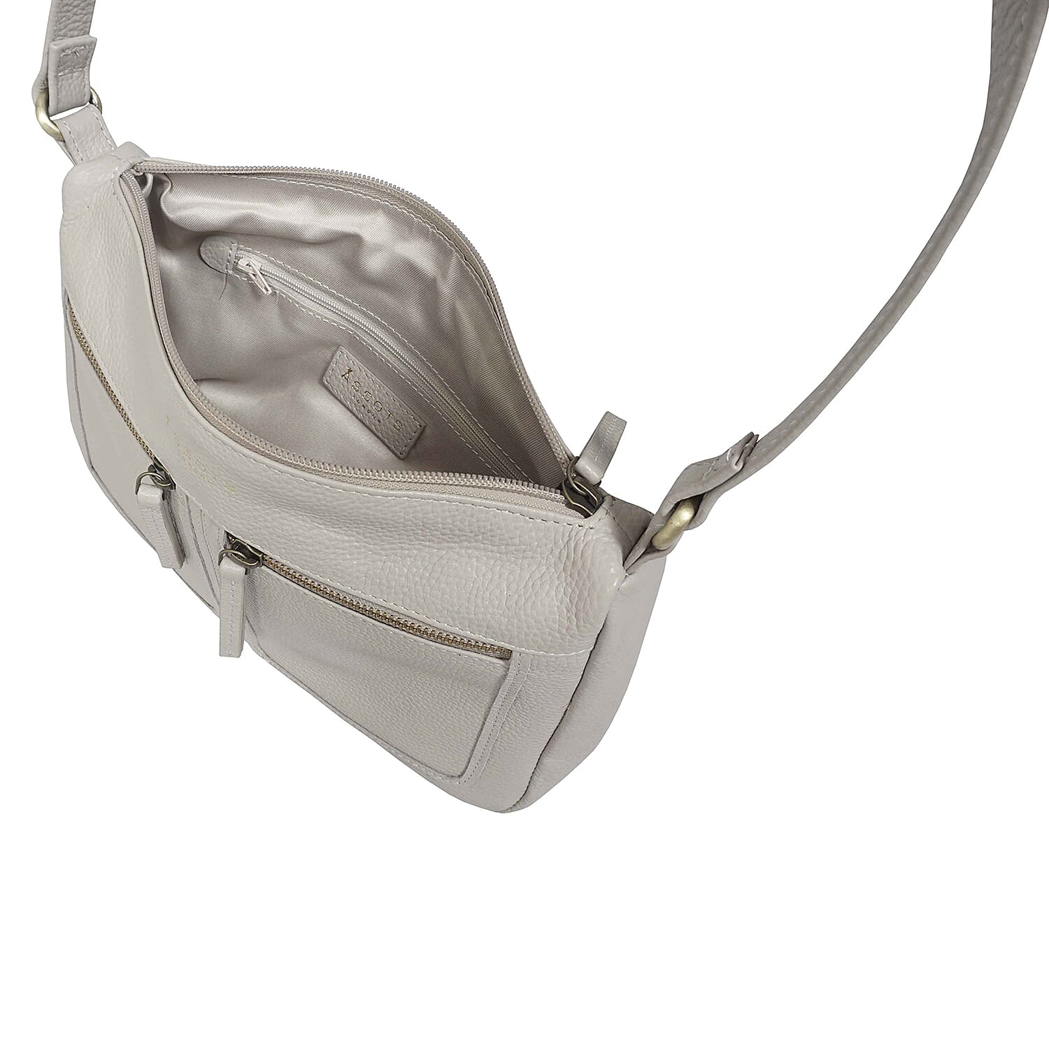 Assots London - Genuine Leather Mardi Ice Grey Pebble Grain Tote Bag