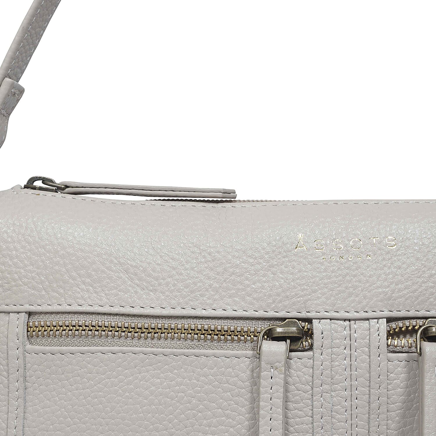 Assots London - Genuine Leather Mardi Ice Grey Pebble Grain Tote Bag