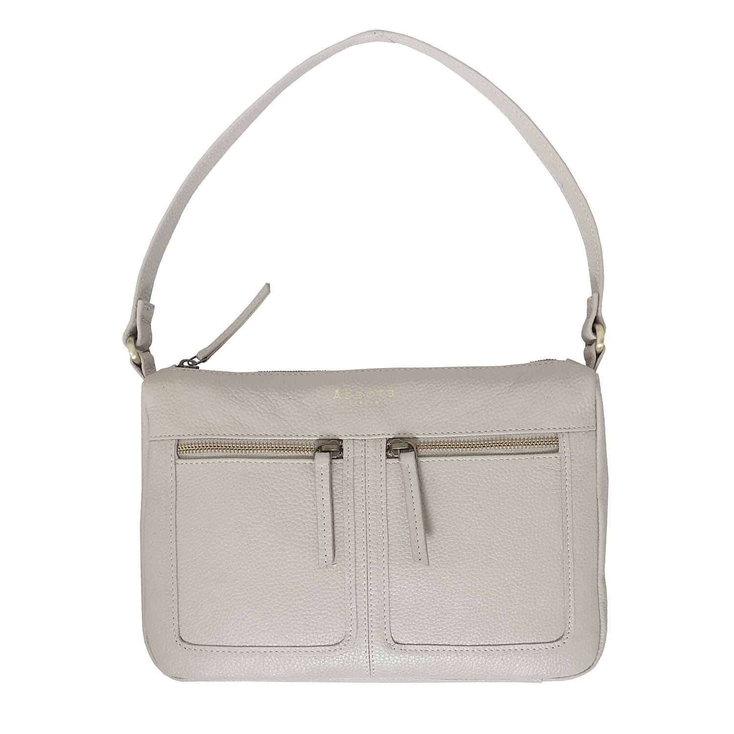 Assots London - Genuine Leather Mardi Ice Grey Pebble Grain Tote Bag