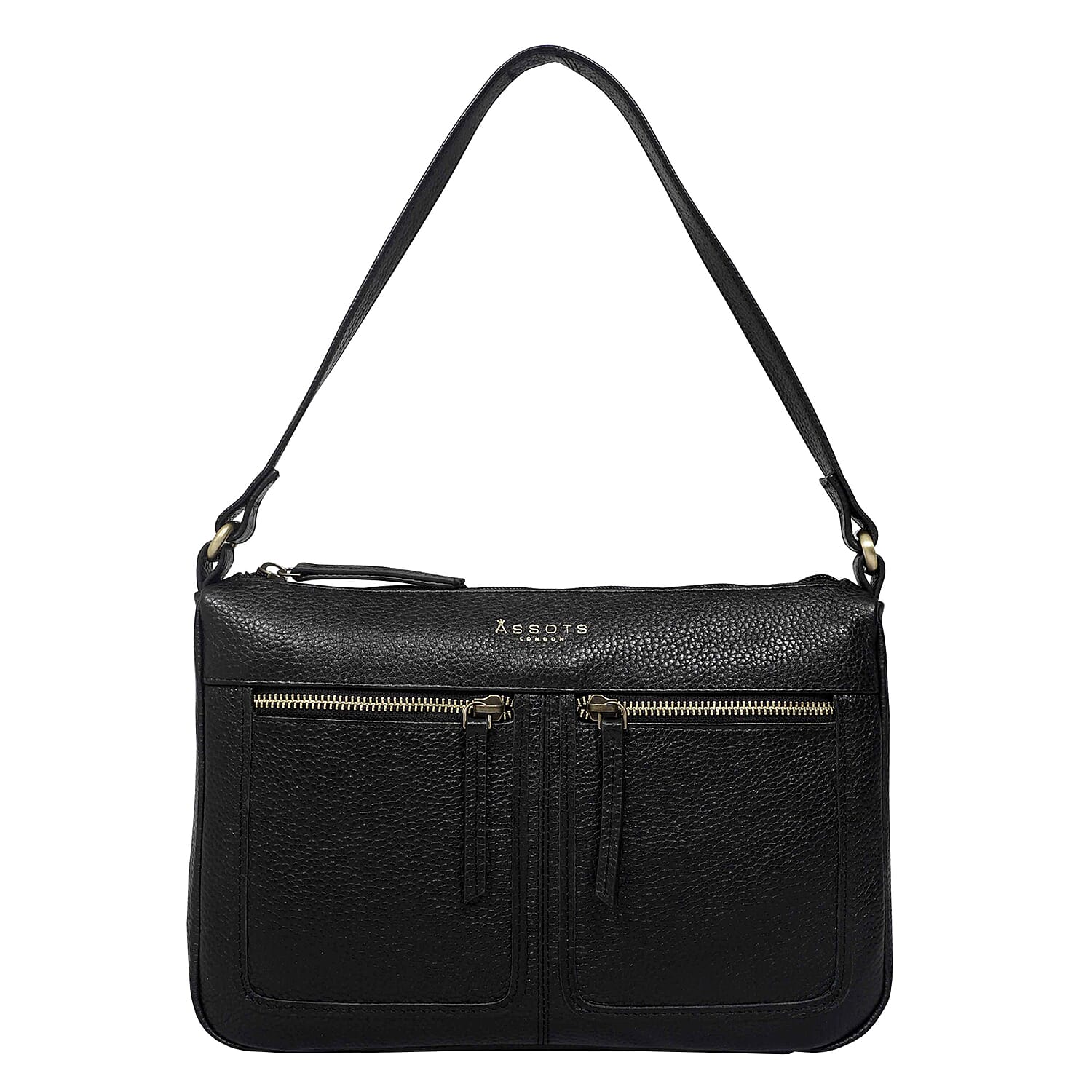 Assots London -Genuine Leather Mardi Black Pebble Grain Tote Bag