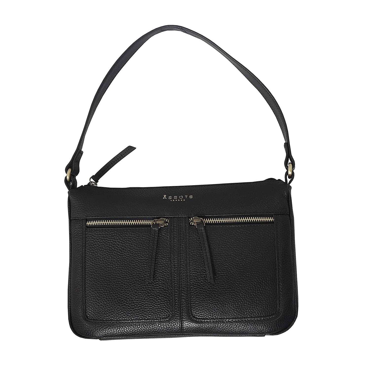 Assots London -Genuine Leather Mardi Black Pebble Grain Tote Bag