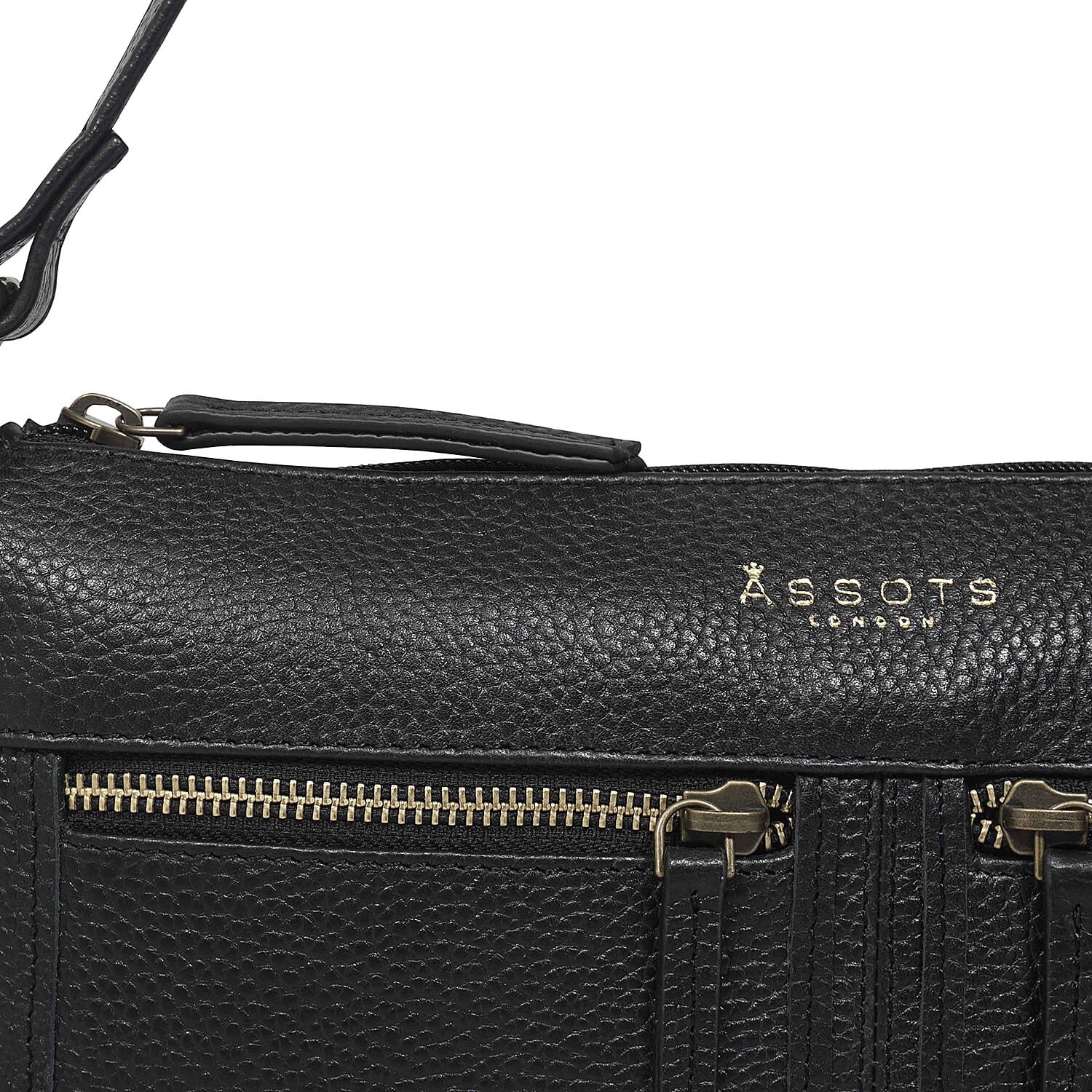 Assots London -Genuine Leather Mardi Black Pebble Grain Tote Bag