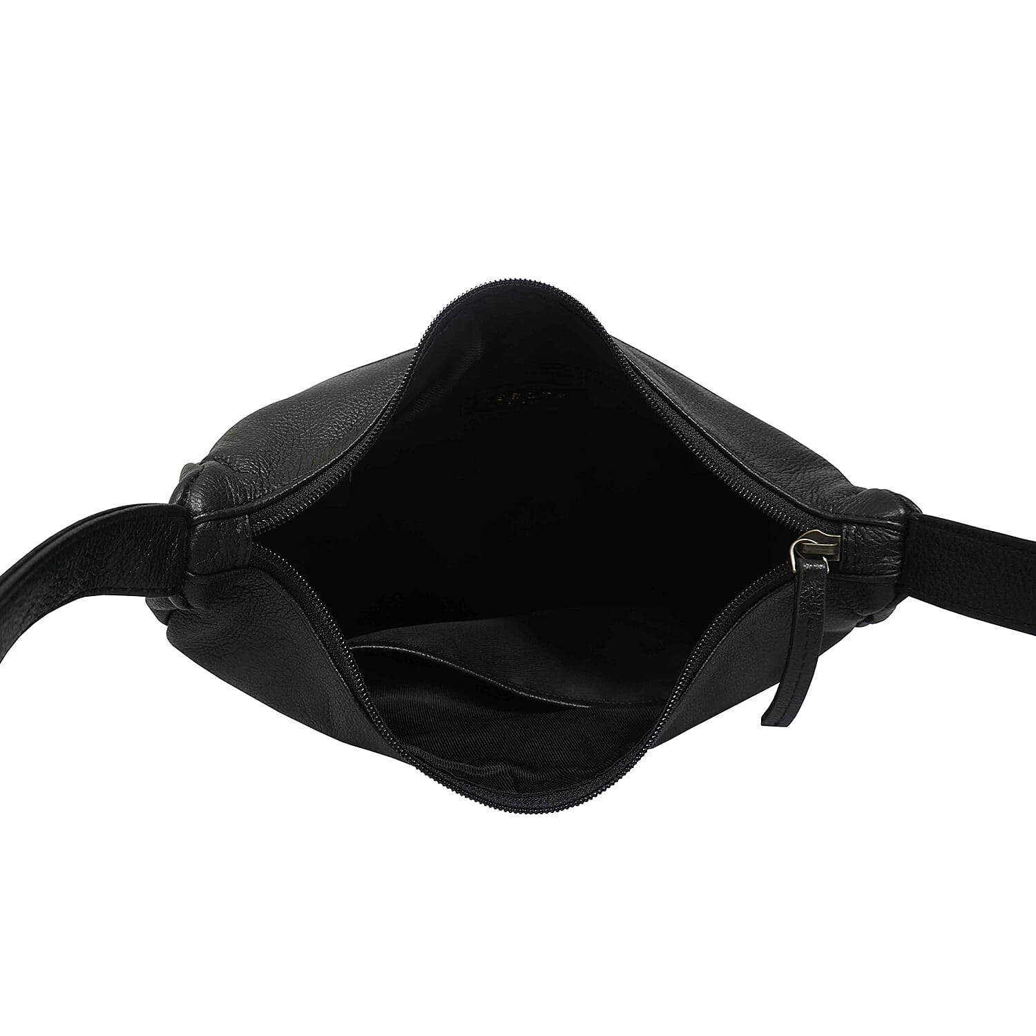 Assots London Genuine Leather Tote Bag with Zipper Closure - Black