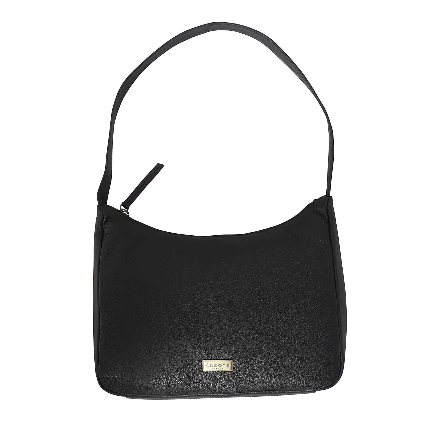 Assots London Genuine Leather Tote Bag with Zipper Closure - Black