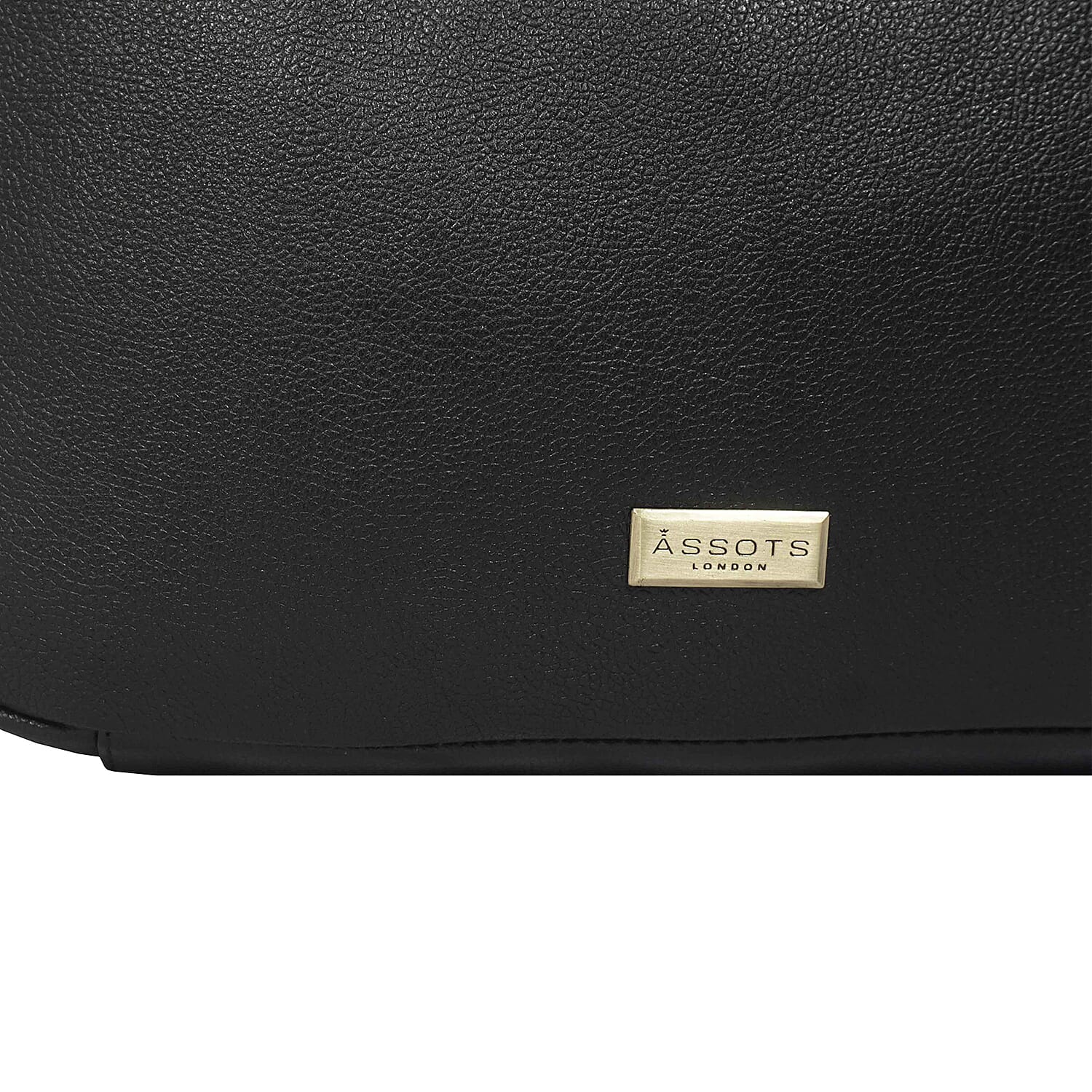 Assots London Genuine Leather Tote Bag with Zipper Closure - Black