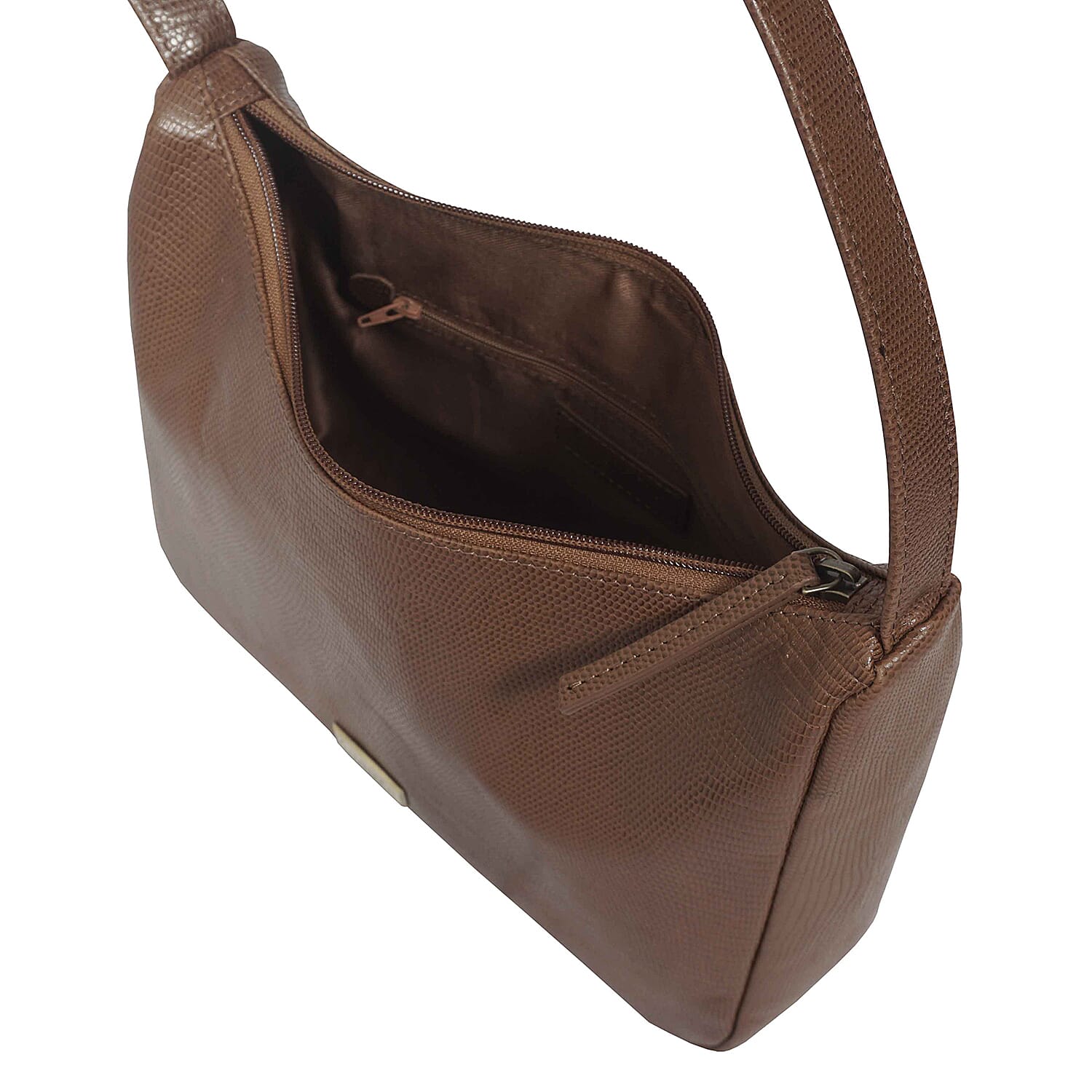 Assots London Genuine Leather Tote Bag with Zipper Closure - Tan