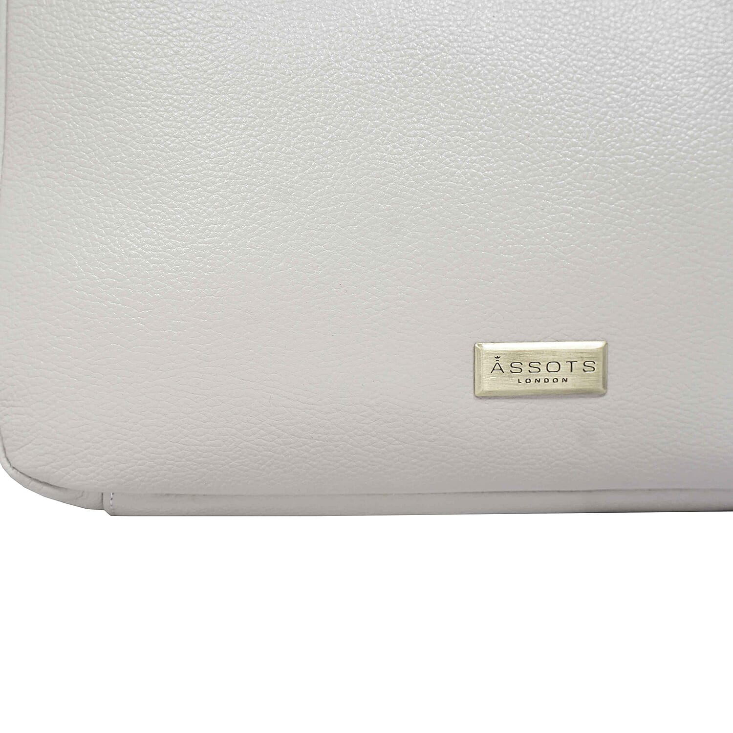 Assots London Genuine Leather Tote Bag with Zipper Closure - Dove Grey