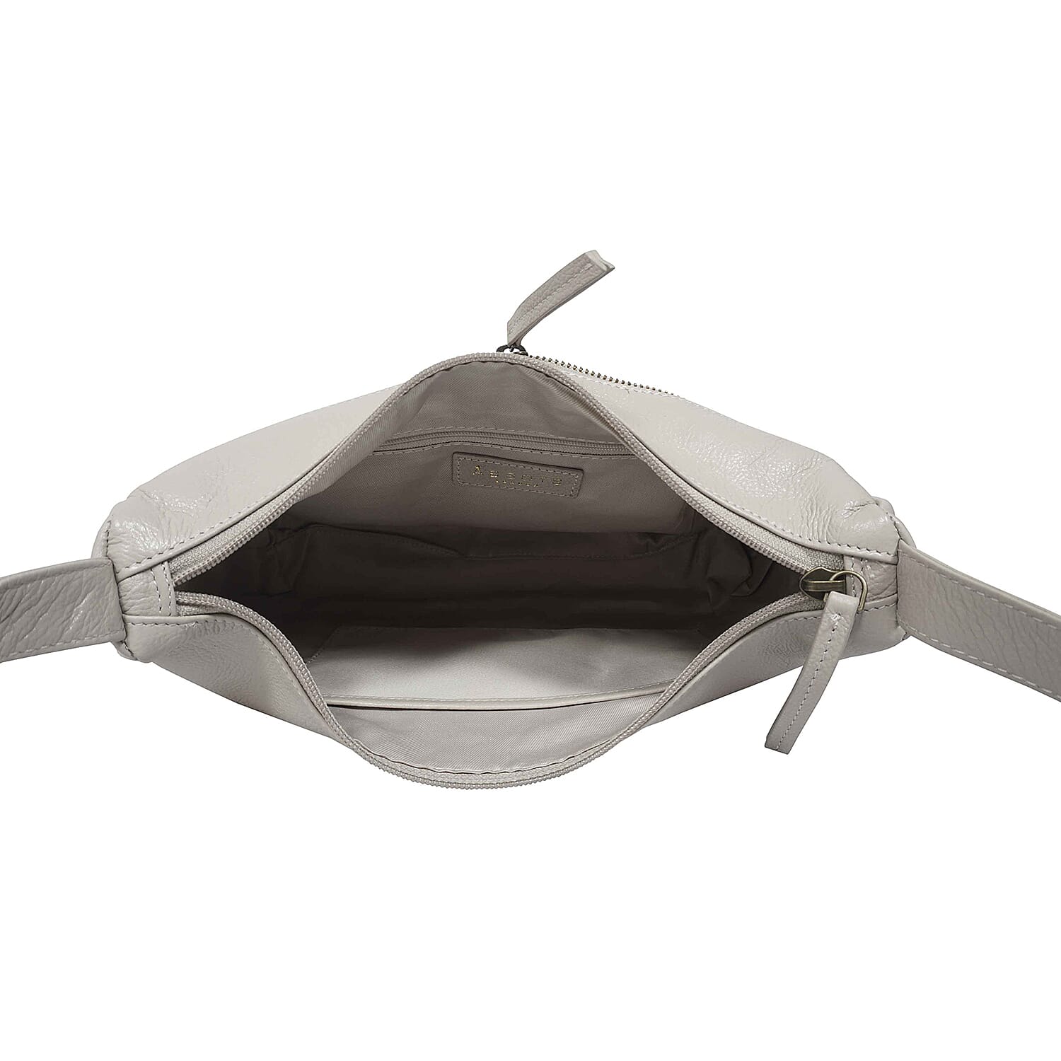 Assots London Genuine Leather Tote Bag with Zipper Closure - Dove Grey