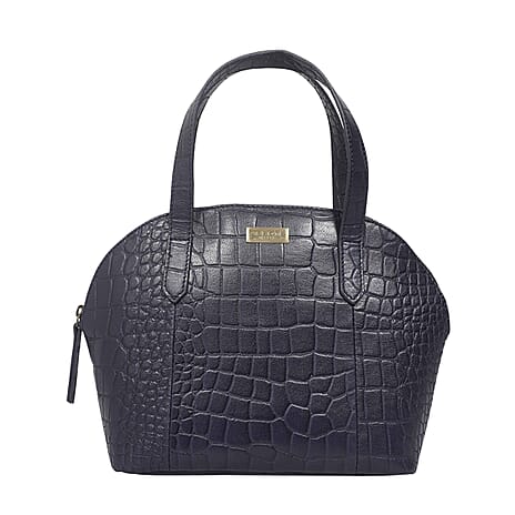 Genuine Leather Tote Bag - Blue