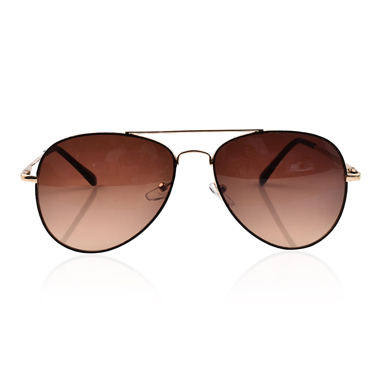 Scratch Resistant  Aviator Sunglasses with Brown Lenses and Ultra Violet Sun Ray Protection - Gold