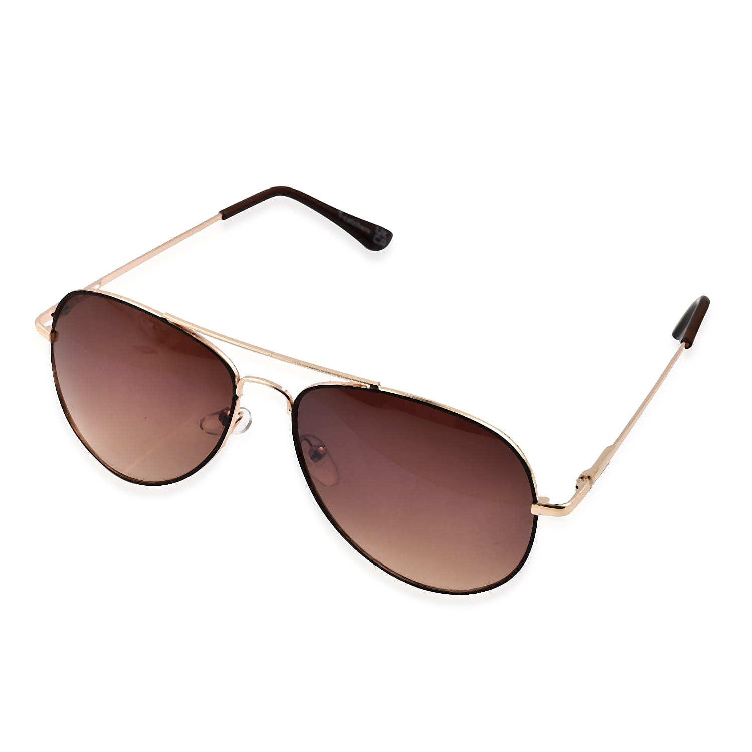 Scratch Resistant  Aviator Sunglasses with Brown Lenses and Ultra Violet Sun Ray Protection - Gold
