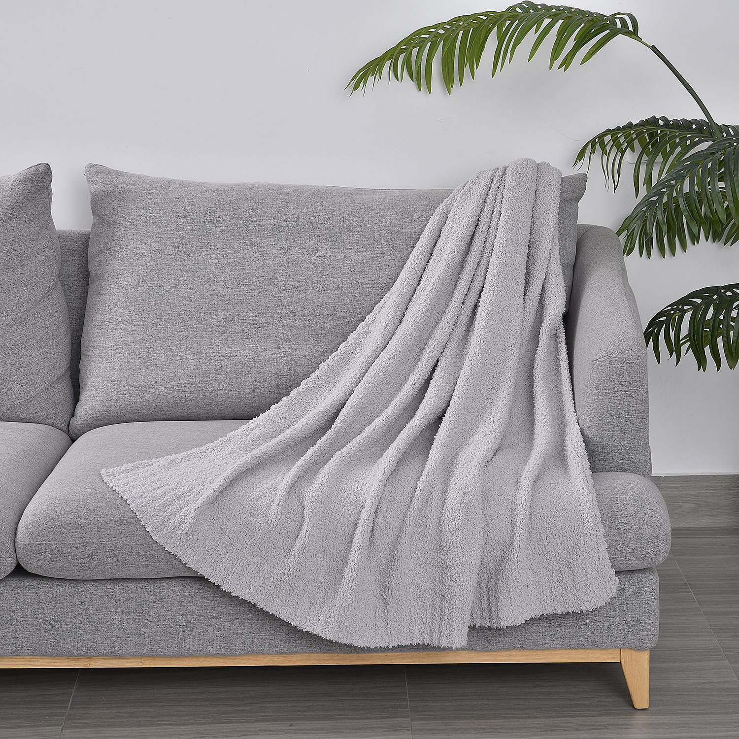 Solid-Colour-Cozy-Microfiber-Knitted-Blanket-(Size-127x152-Cm)-Grey