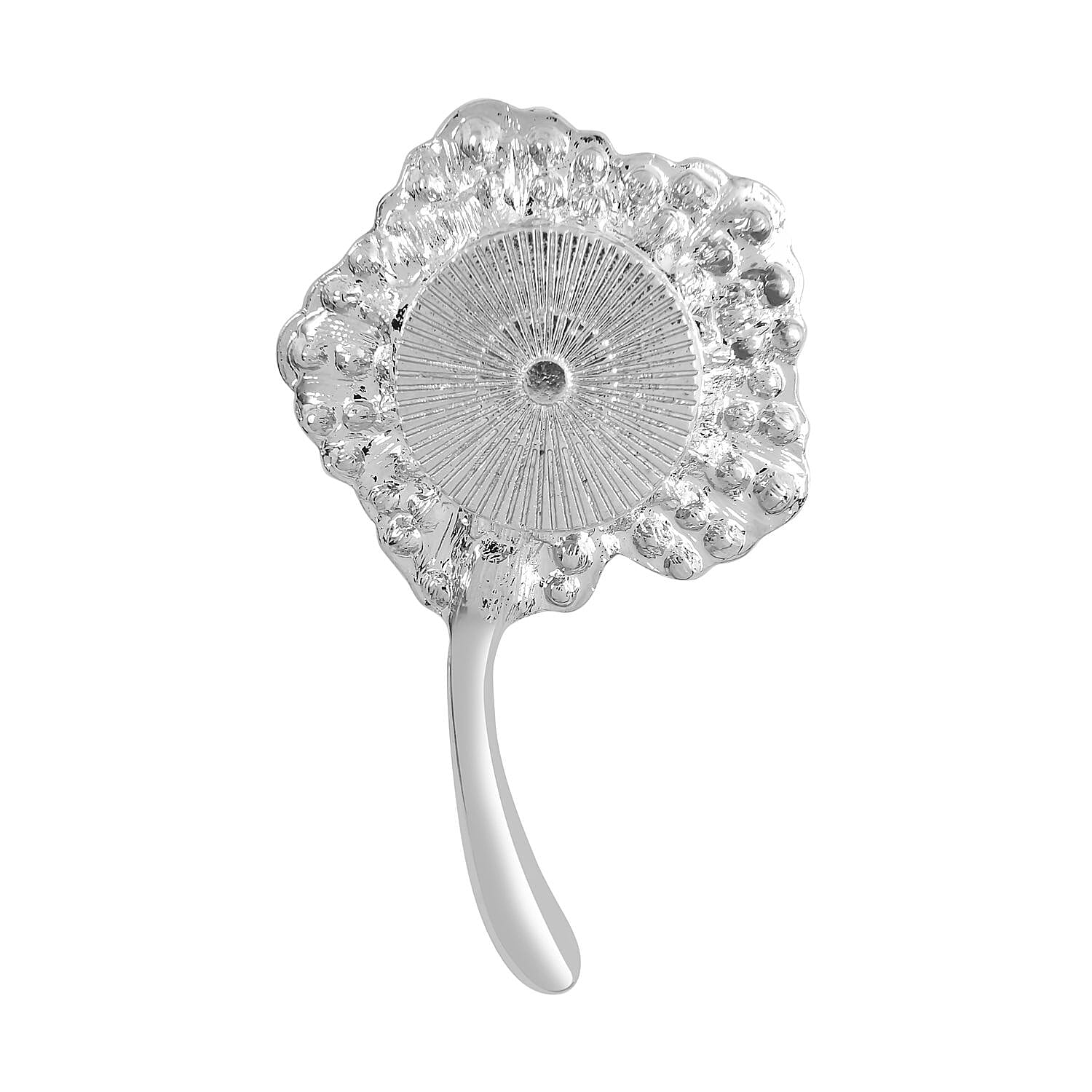 White Austrian Crystal and Red Austrian Crystal Poppy Flower Brooch (With Magnetic) Lock in Silver Tone