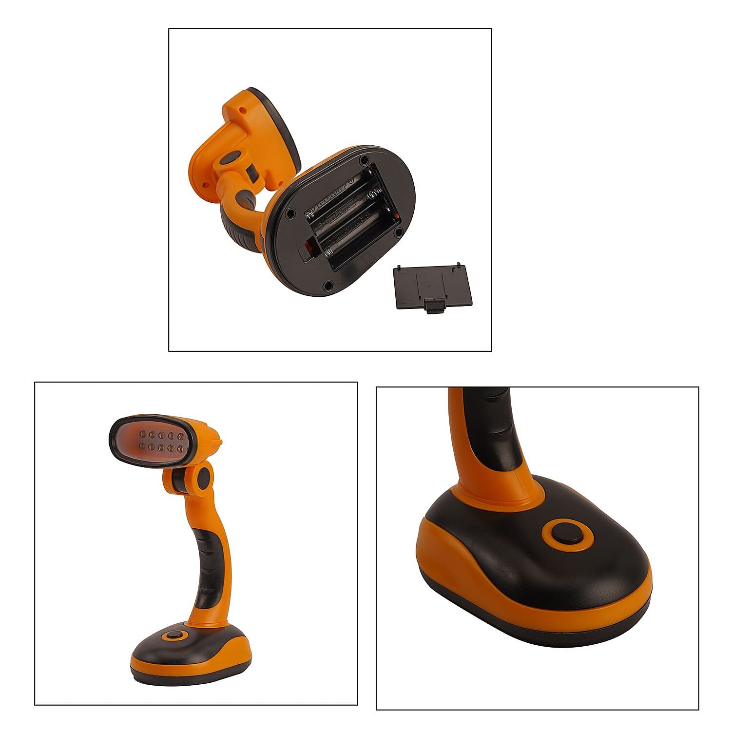 Set of 2 Flexible Desk Lamp with LED Light - Yellow and Black - (Requires 3 xAA Batteries)