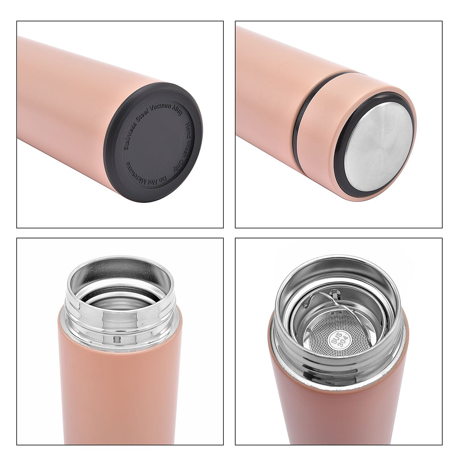 Hot & Cold Thermos Bottles with Tea infuser Vacuum Cup 500ml - Pink