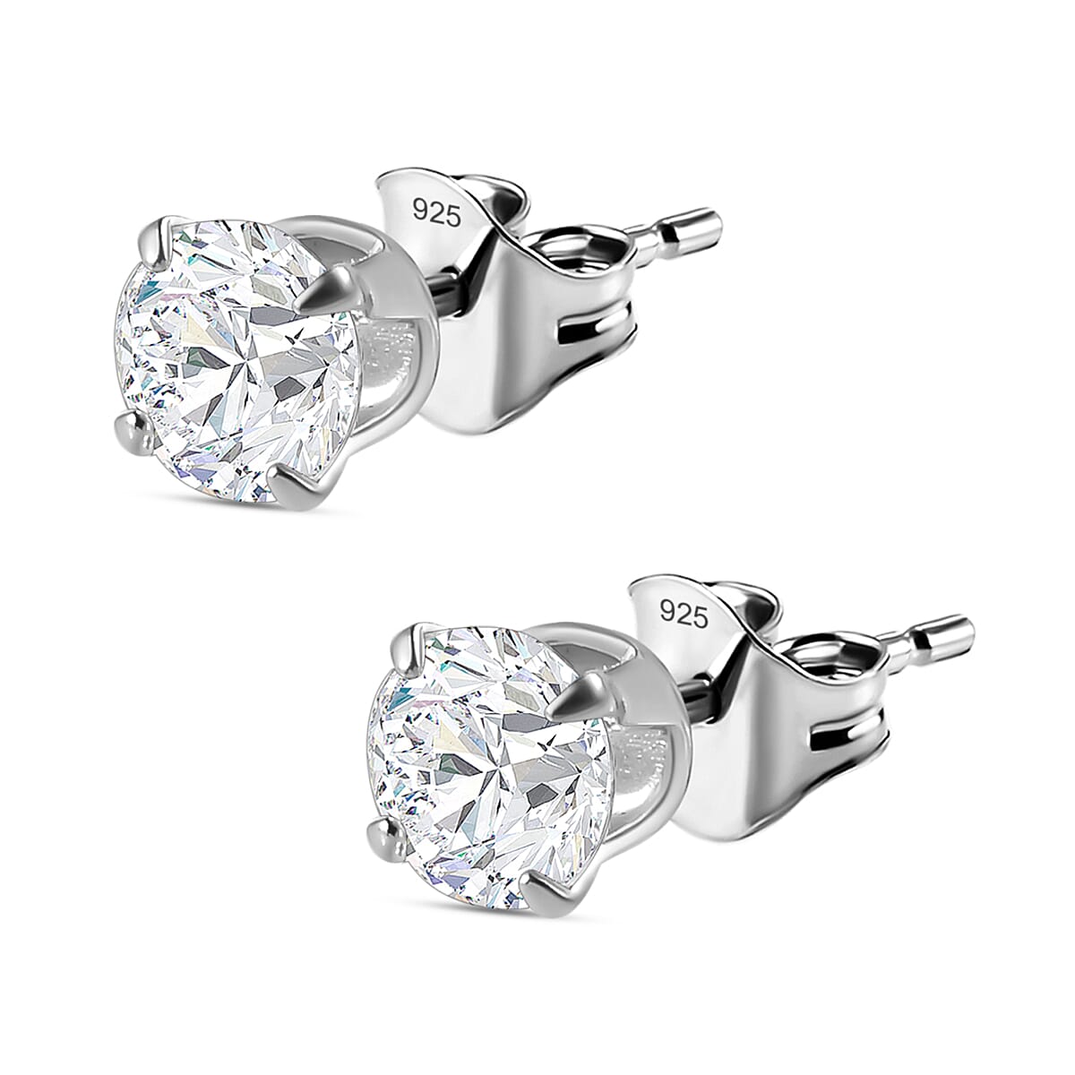 Moissanite Earring (With Push Back) in Platinum Overlay Sterling Silver, 0.868 Ct.