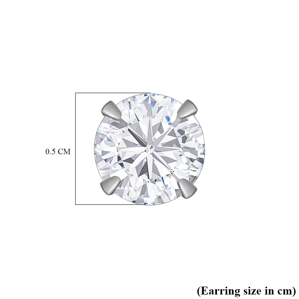 Moissanite Earring (With Push Back) in Platinum Overlay Sterling Silver, 0.868 Ct.