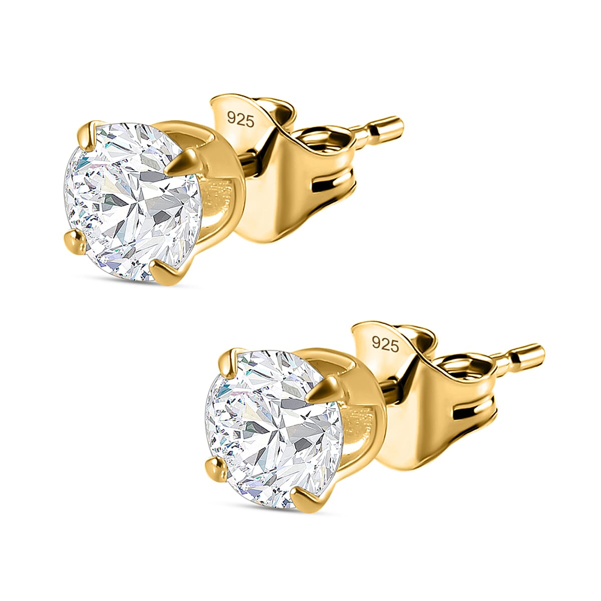 Moissanite Stud Earrings in 14K Gold Overlay Sterling Silver