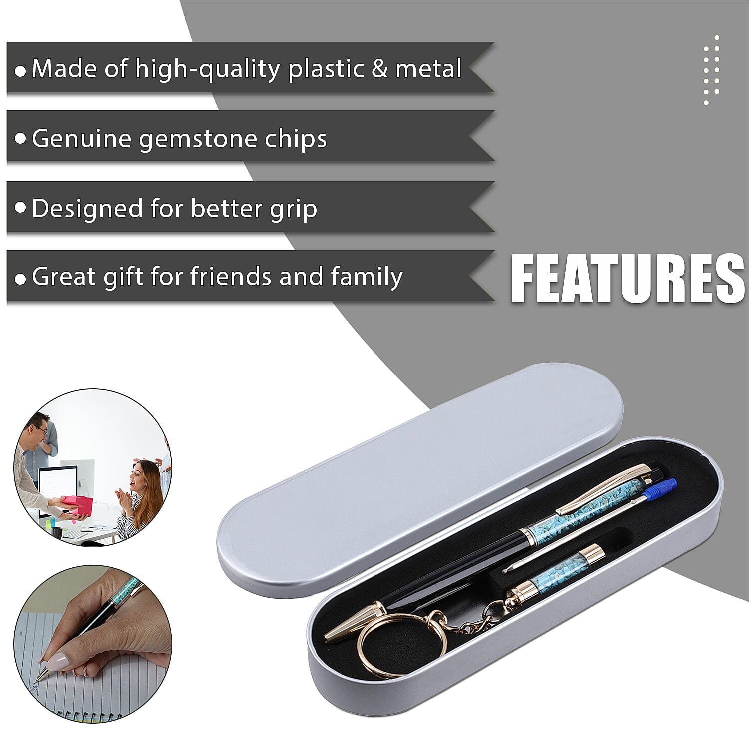 Sleeping Beauty Studded Ball Pen with Extra Refill - Golden & Black