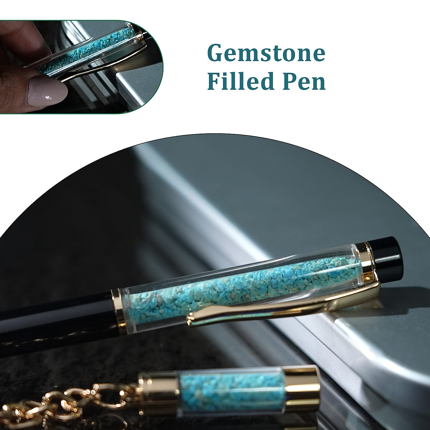 Sleeping Beauty Studded Ball Pen with Extra Refill - Golden & Black