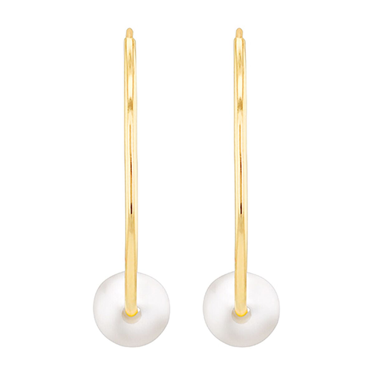 9K Yellow Gold 5mm Fresh Water Pearl 14.5mm X 16mm Sleeper Earring