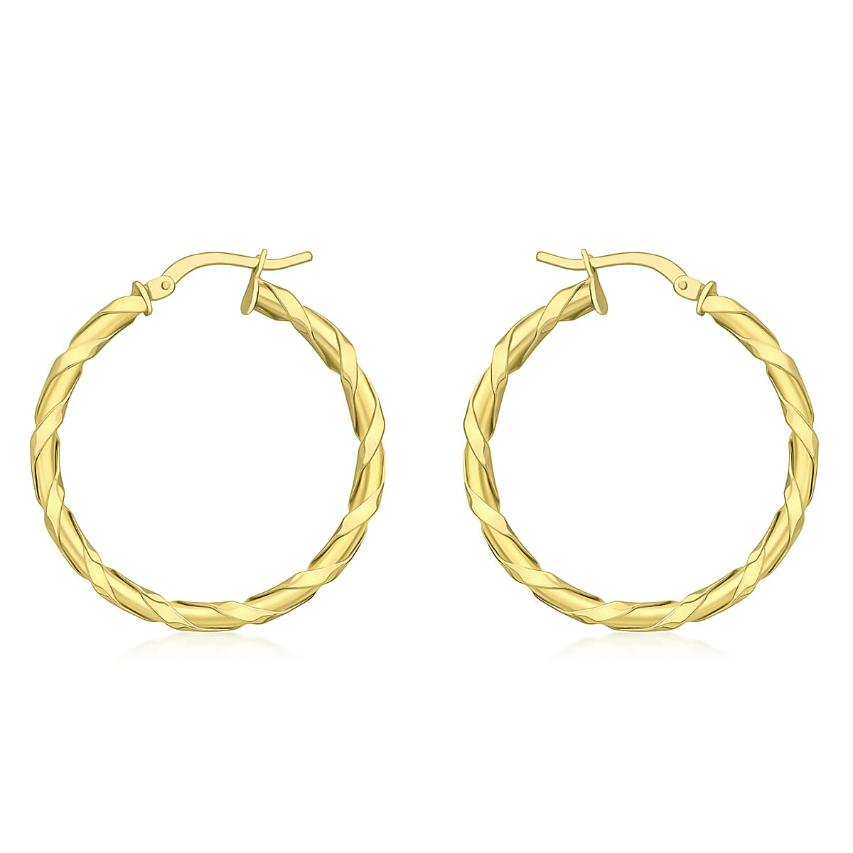 9K Yellow Gold 30mm Twist Creole Earrings