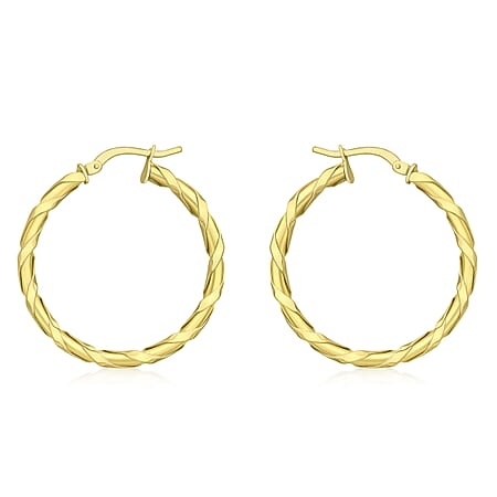 9K Yellow Gold 30mm Twist Earrings