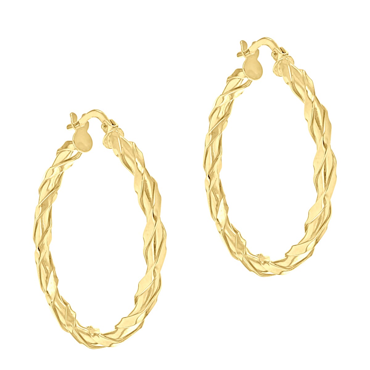 9K Yellow Gold 30mm Twist Creole Earrings