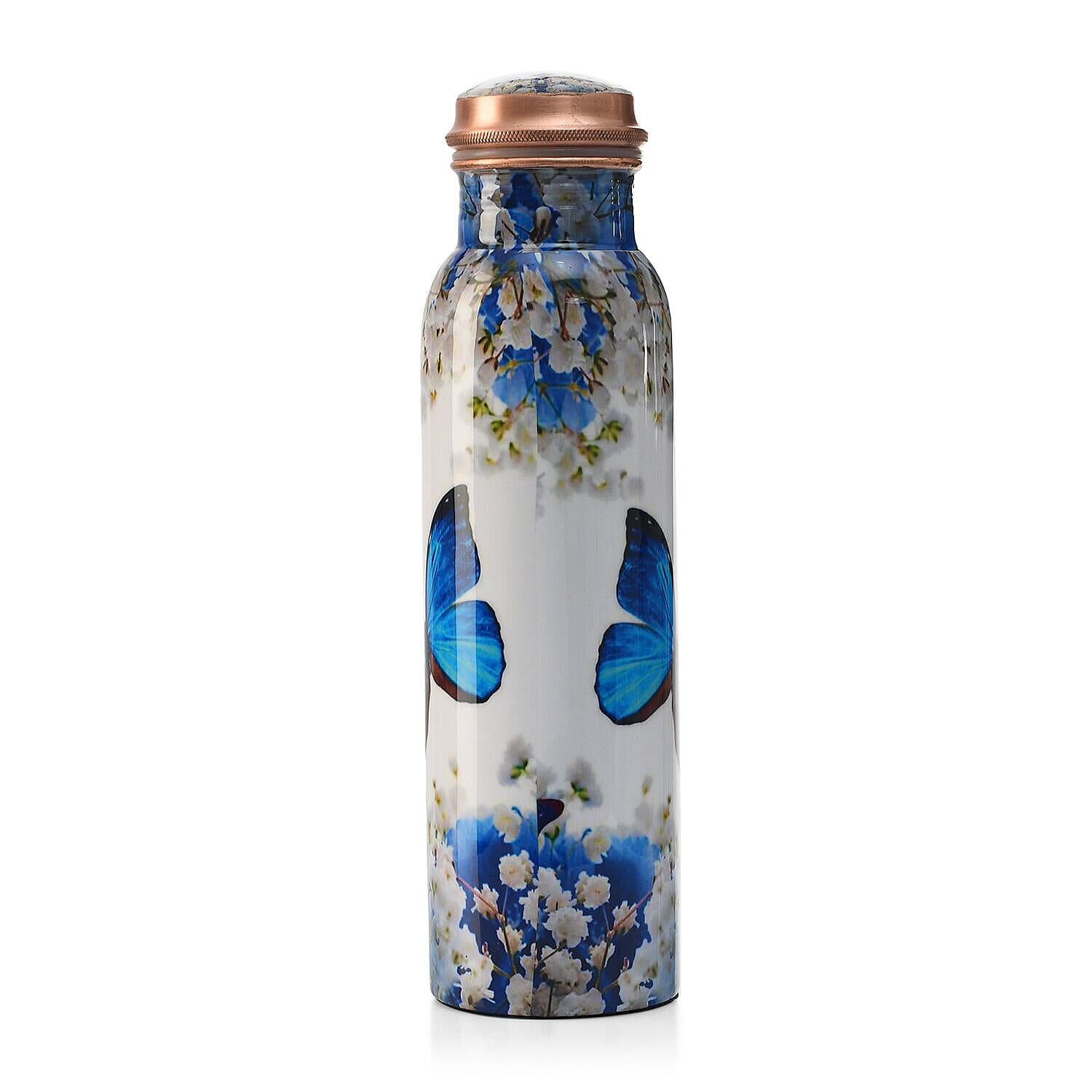 Butterfly Print 100% Leak Proof Copper Bottle 900ml - Blue