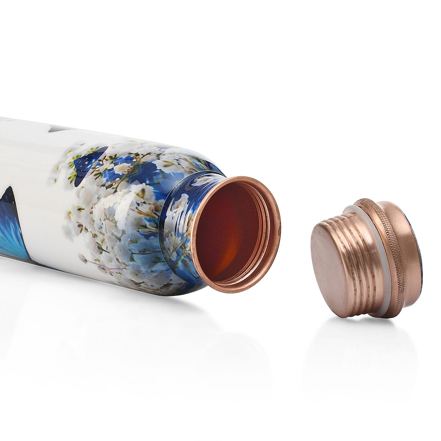 Butterfly Print 100% Leak Proof Copper Bottle 900ml - Blue