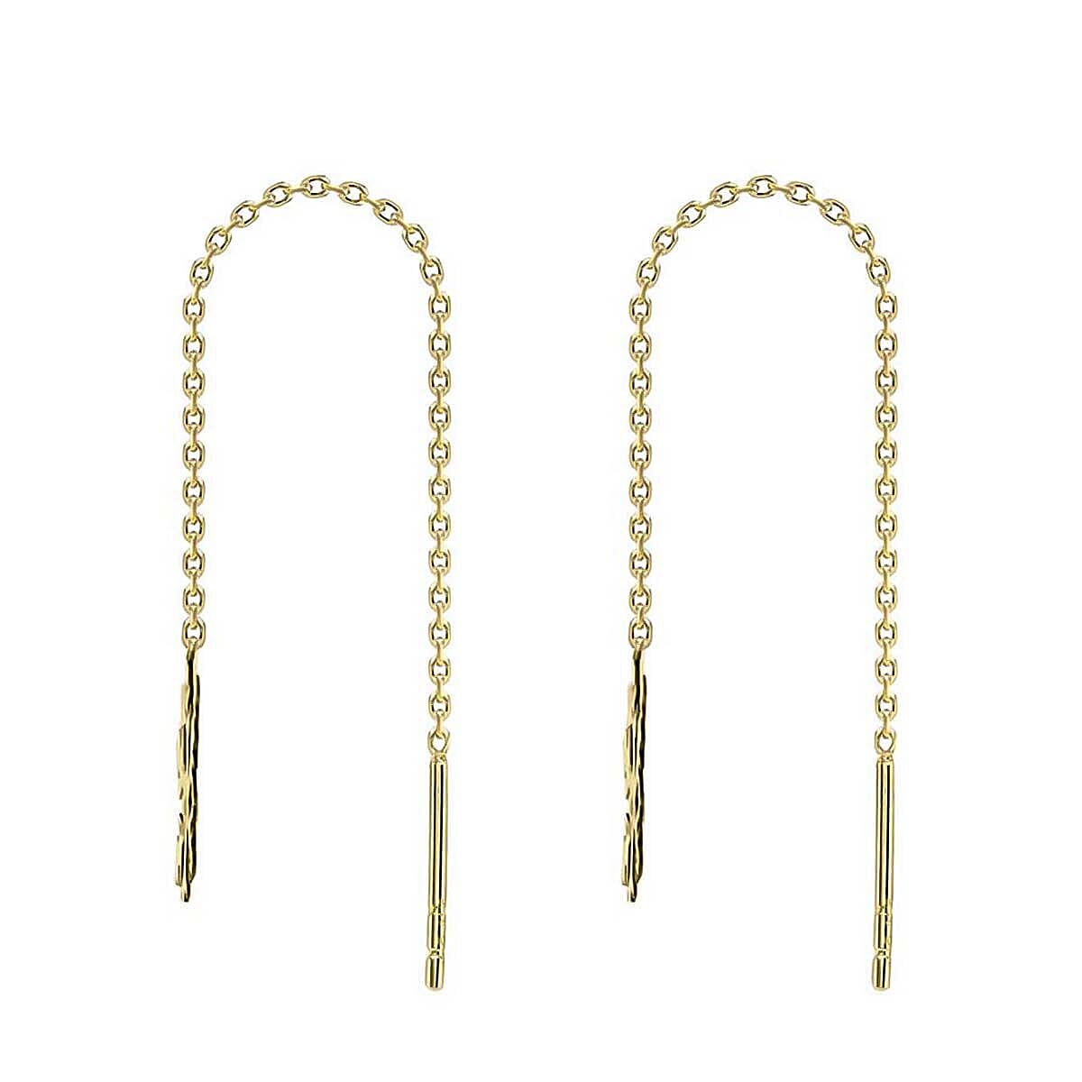 9K Yellow Gold 8.5mm X 58.5mm Snowflake Pull Through Chain Earrings