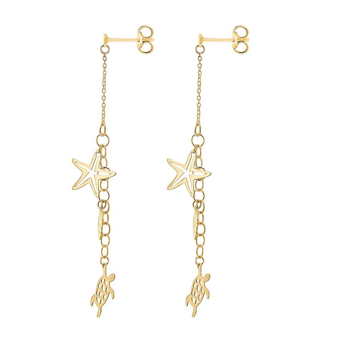 9K Yellow Gold 11.5mm X 59.5mm 'Sea and Sand' Drop Earrings