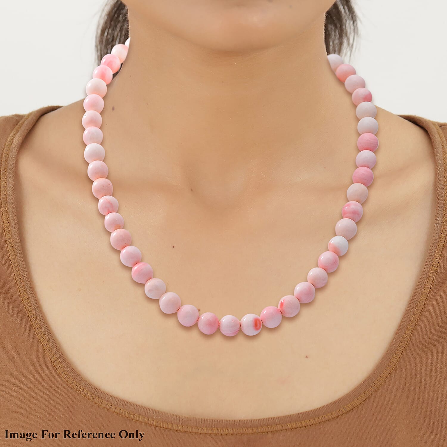 AIG Certified Gem Treasures - Natural Pink Conch Shell Necklace (Size - 20) With Magnetic Lock in Rhodium Overlay Sterling Silver 388.00 ct