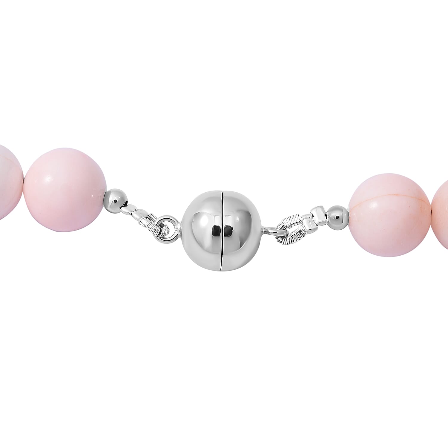 AIG Certified Gem Treasures - Natural Pink Conch Shell Necklace (Size - 20) With Magnetic Lock in Rhodium Overlay Sterling Silver 388.00 ct