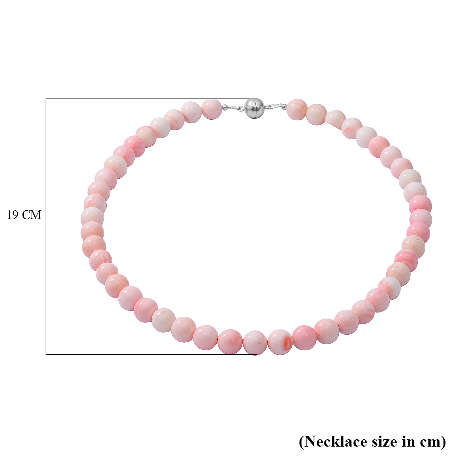 AIG Certified Gem Treasures - Natural Pink Conch Shell Necklace (Size - 20) With Magnetic Lock in Rhodium Overlay Sterling Silver 388.00 ct