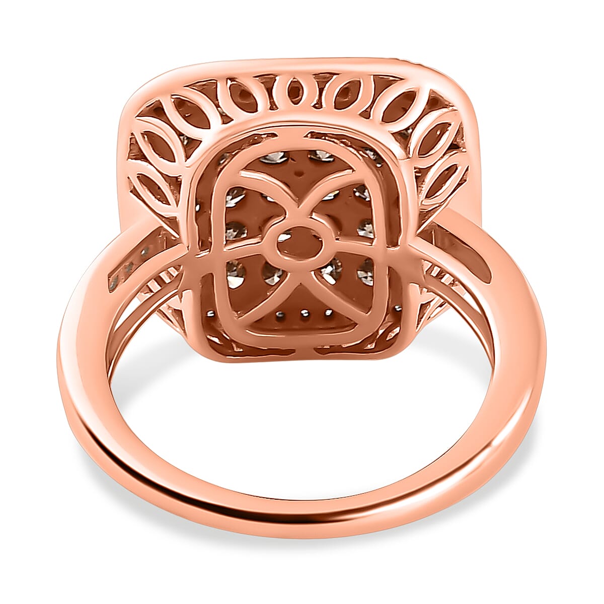 9K Rose Gold Champagne Diamond and White Diamond Cluster Ring 1.50 Ct.