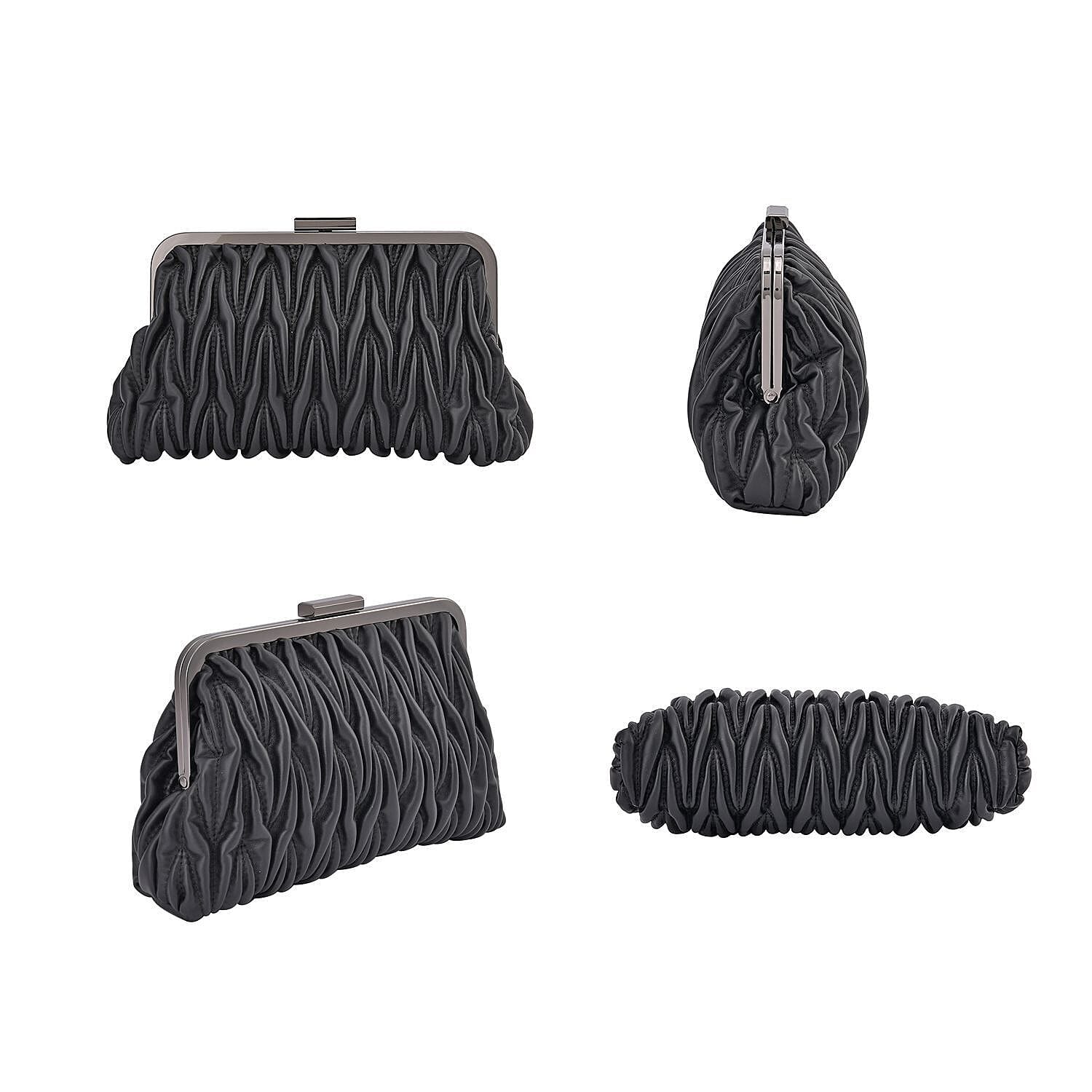 PU Quilted Patterned Clutch Bag with Shoulder Strap - Nude