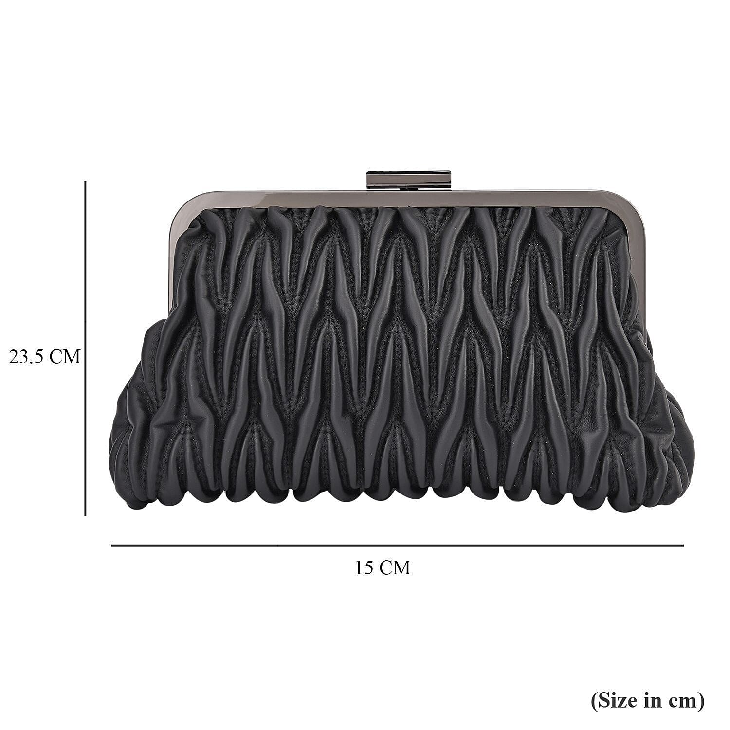 PU Quilted Patterned Clutch Bag with Shoulder Strap - Nude