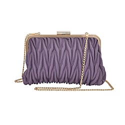 PU Quilted Patterned Clutch Bag with Shoulder Strap - Nude