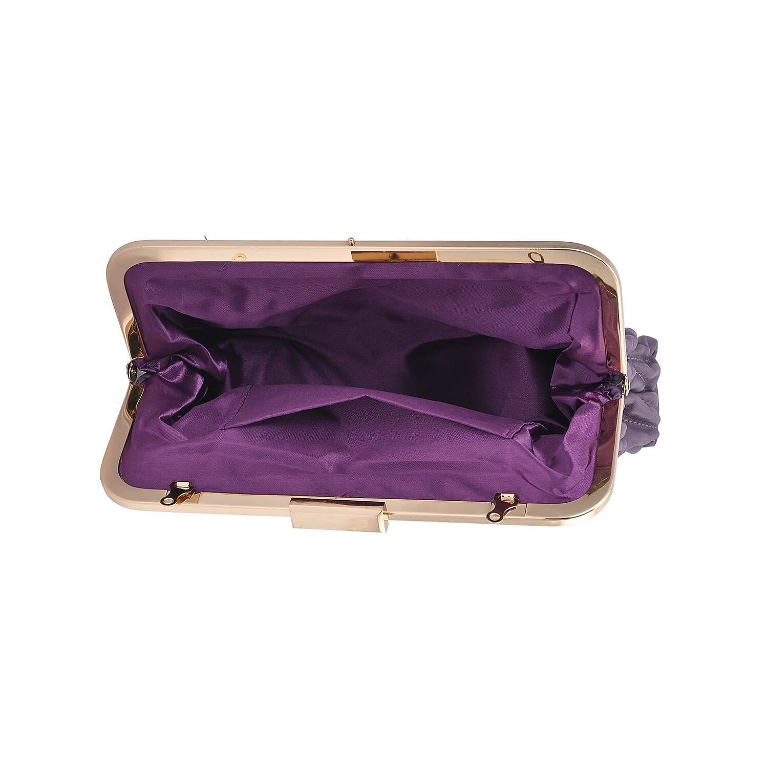 Quilted Patterned Clutch Bag with Shoulder Strap (Size 23x15 cm) - Purple