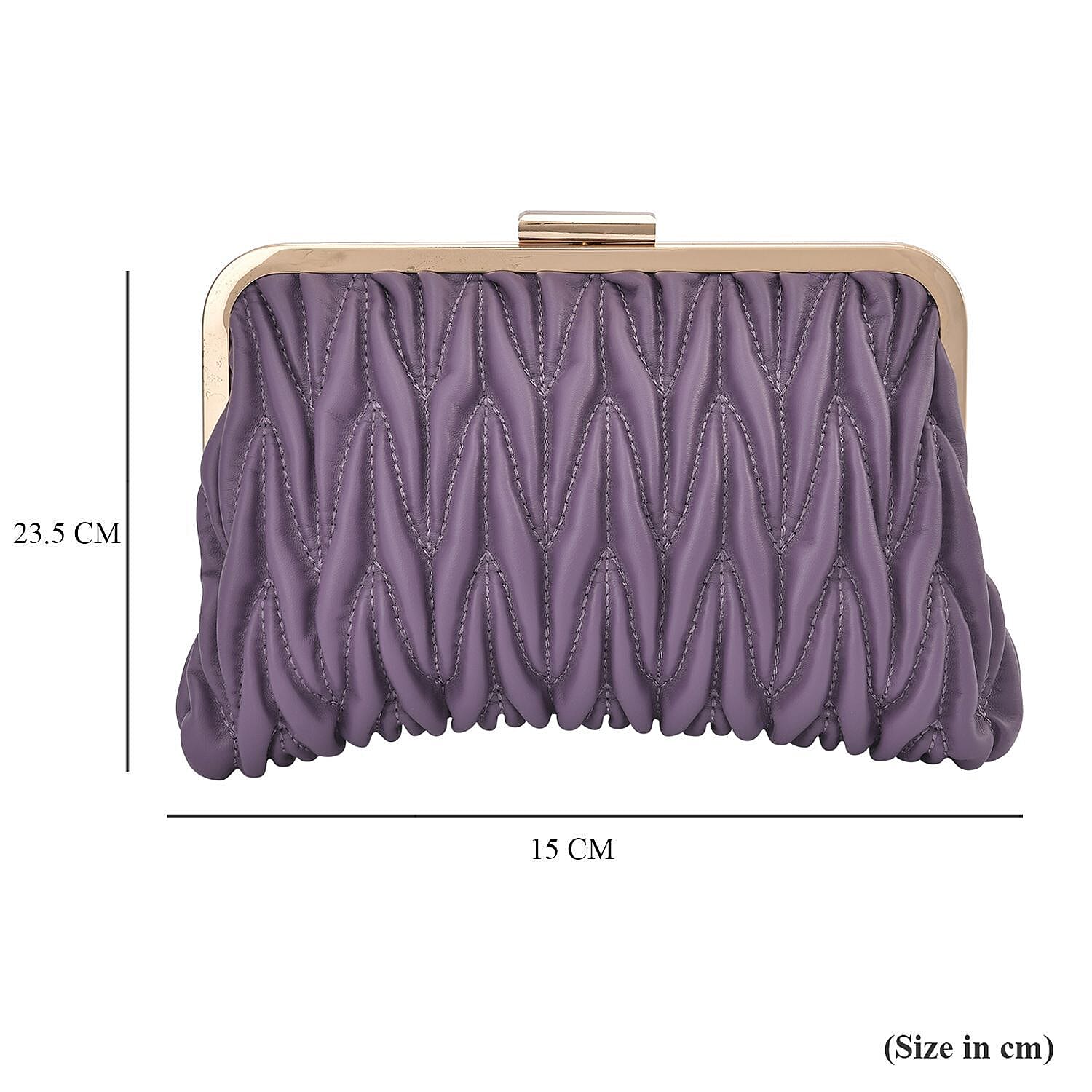 Quilted Patterned Clutch Bag with Shoulder Strap (Size 23x15 cm) - Purple
