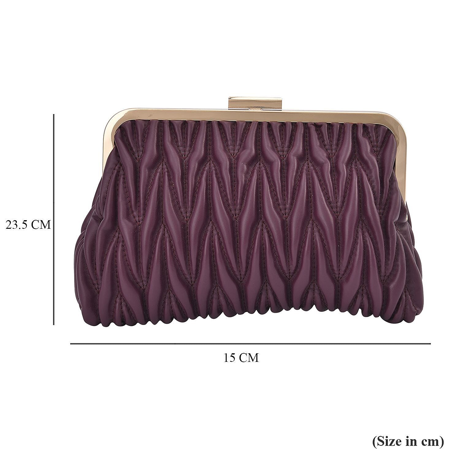 Quilted Patterned Clutch Bag with Shoulder Strap (Size 23x15 cm) - Maroon