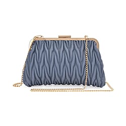 PU Quilted Patterned Clutch Bag with Shoulder Strap - Nude
