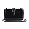 Metallic Finish Clutch with Snake Buckle Clasp - Black