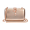Metallic Finish Clutch with Snake Buckle Clasp - Rose Gold