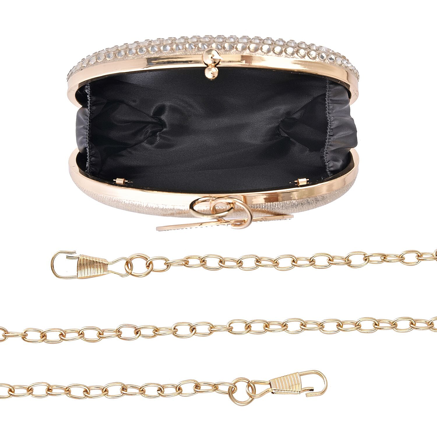 Small Elegant Crystal Studded Wristlet Clutch - Gold