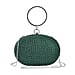 Small Elegant Crystal Studded Wristlet Clutch - Dark Green